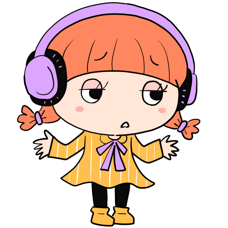 呆れるヘッドホン女子のかわいいイラスト