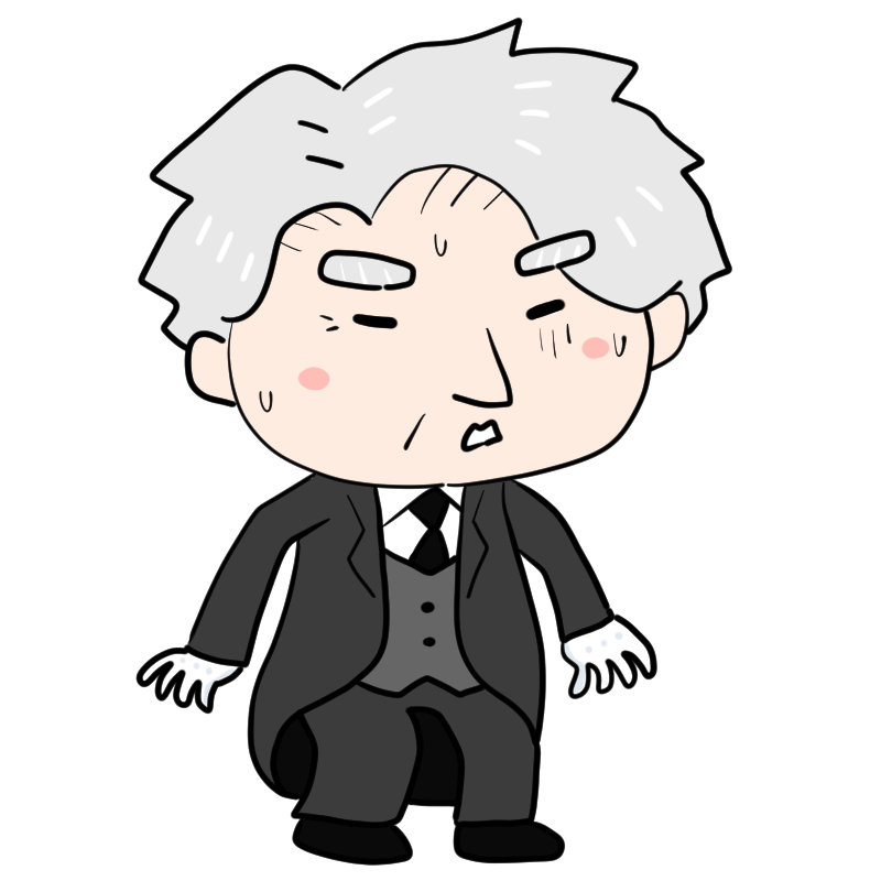 動揺する初老の執事のかわいいイラスト