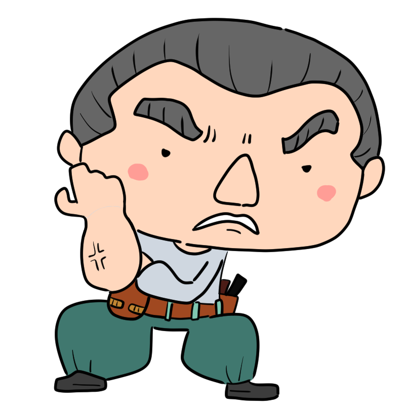 怒る大工さんのかわいいイラスト