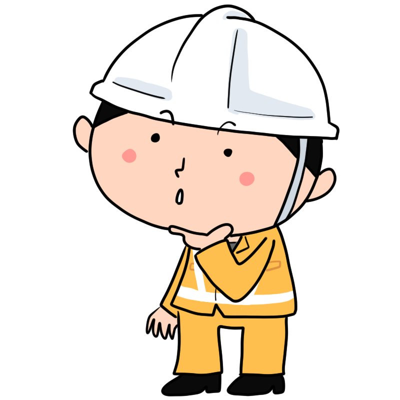 考える現場監督のかわいいイラスト