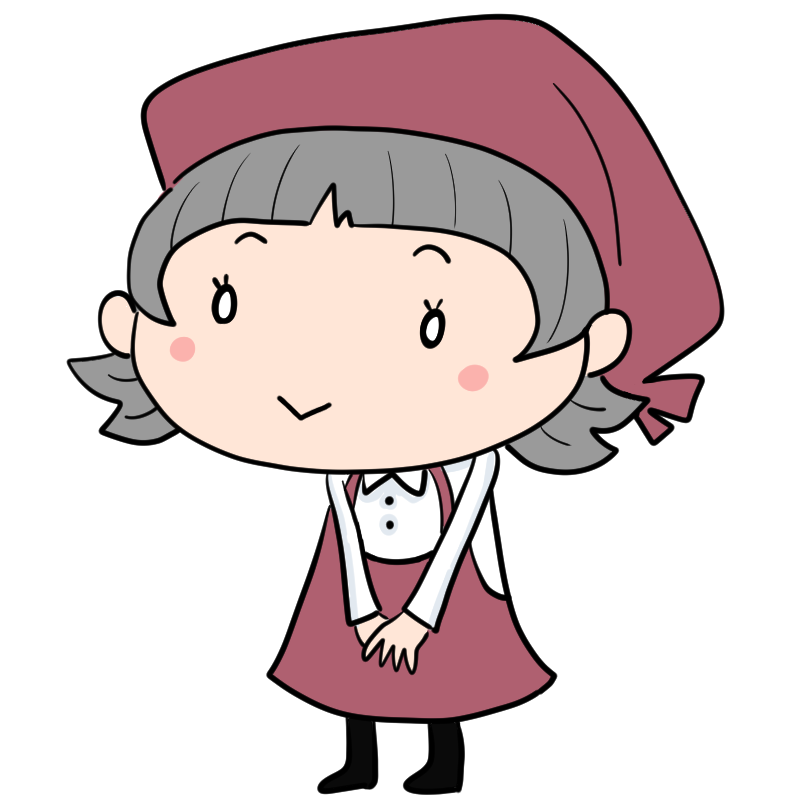 微笑む三角巾の女性店員のかわいいイラスト