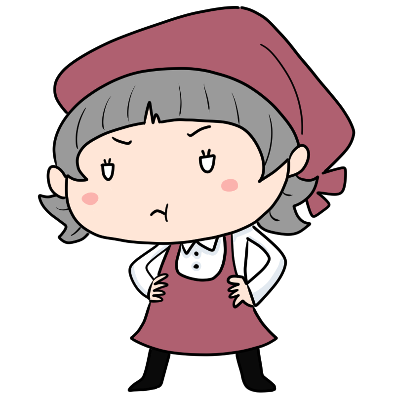 怒る女性店員のかわいいイラスト