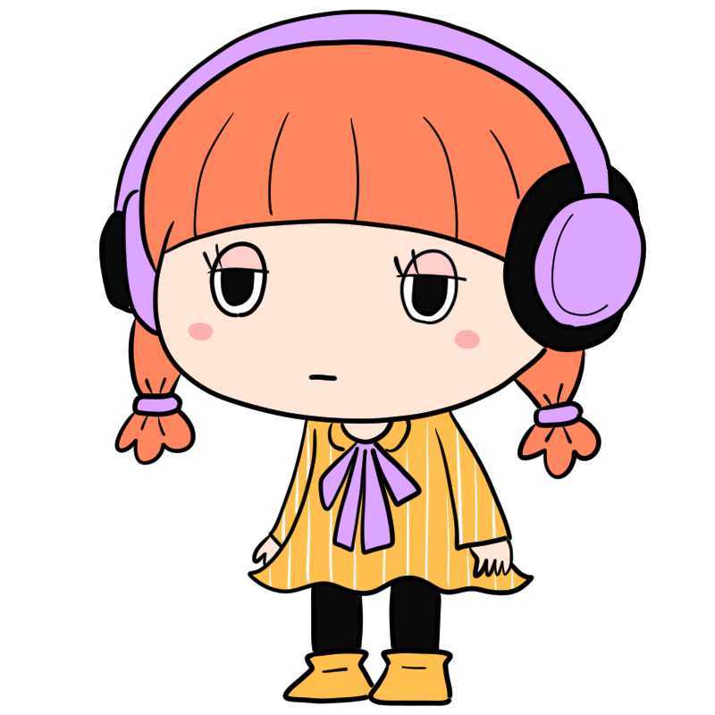 眠そうなヘッドホン女子のかわいいイラスト