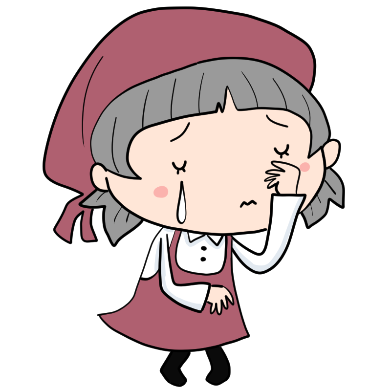 泣くパート主婦のかわいいイラスト