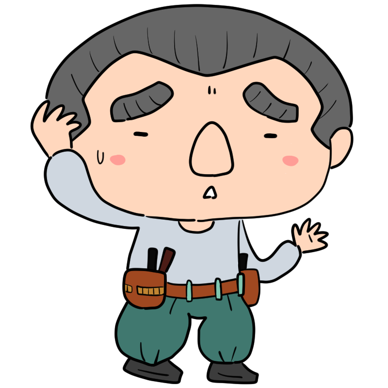 困る大工さんのかわいいイラスト