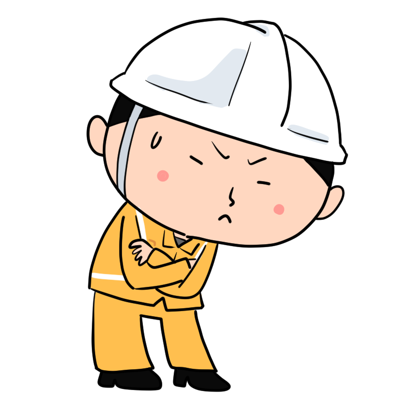 苦悩する現場監督のかわいいイラスト