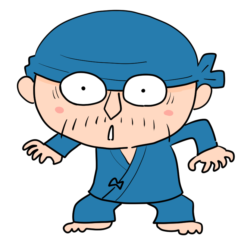 驚く作務衣の職人のかわいいイラスト