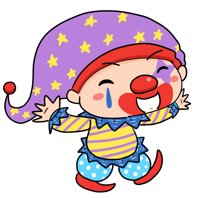 笑顔のピエロのかわいいイラスト
