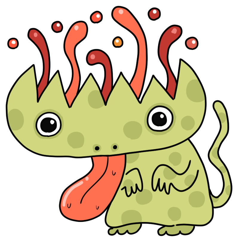 舌の長いモンスターのかわいいイラスト
