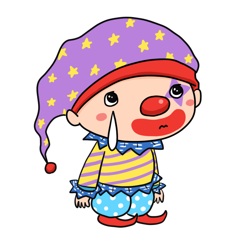 泣くピエロのかわいいイラスト