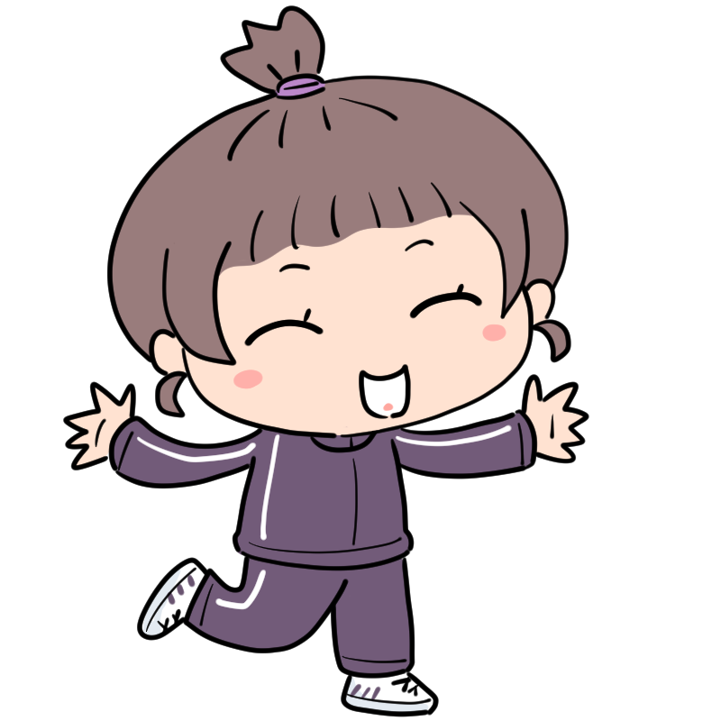 嬉しそうなジャージの女の子のかわいいイラスト