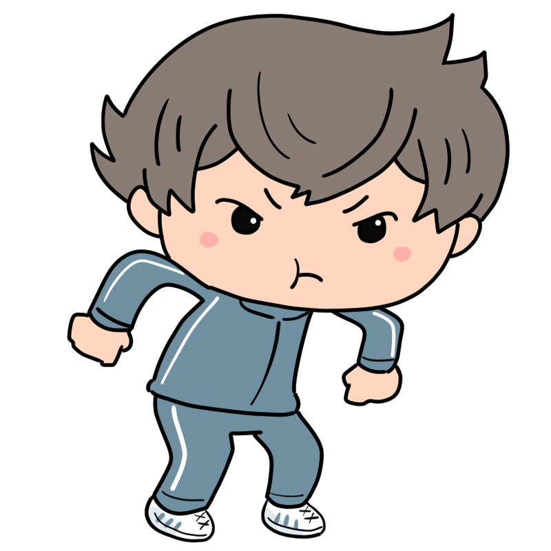怒るジャージ男子のかわいいイラスト