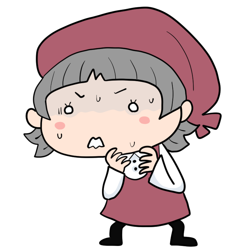 うろたえる女性店員のかわいいイラスト