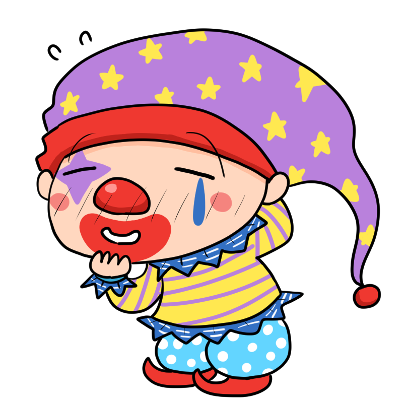 照れるピエロのかわいいイラスト