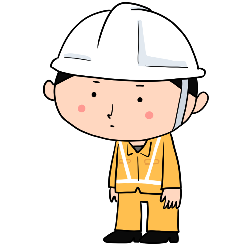 無表情のヘルメットの男性のかわいいイラスト