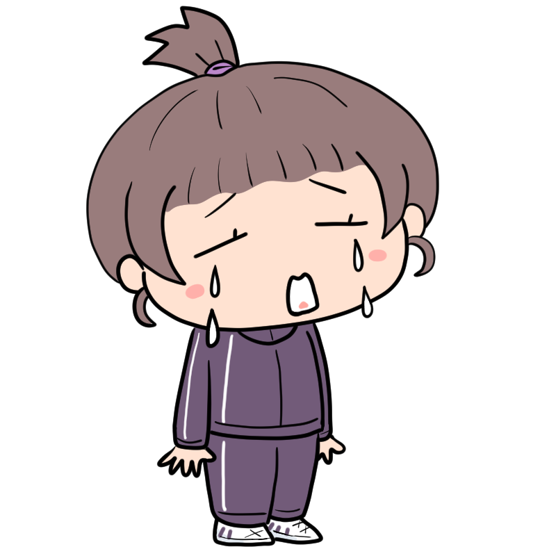 泣くジャージ女子のかわいいイラスト
