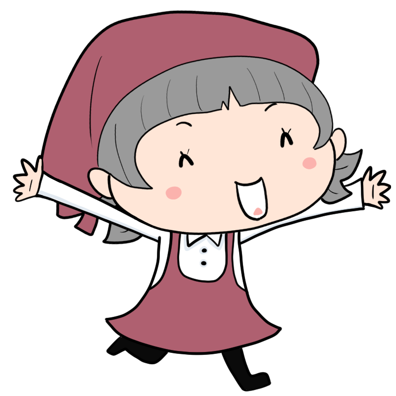 喜ぶ三角巾の女性のかわいいイラスト