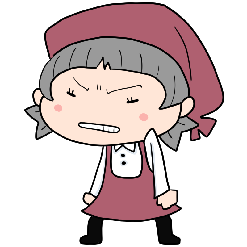 悔しそうなパート女性のかわいいイラスト