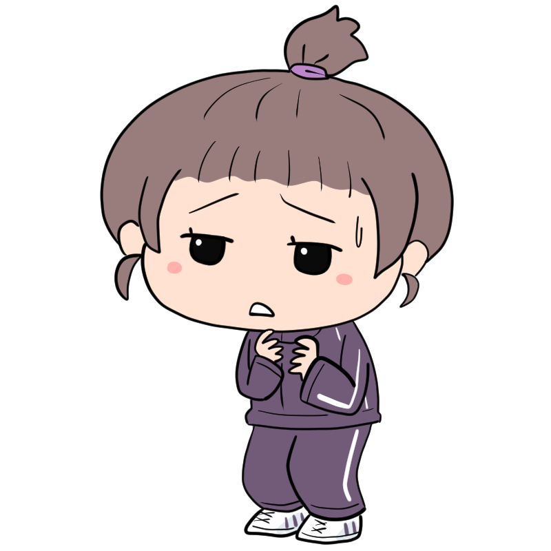 困るジャージの女の子のかわいいイラスト