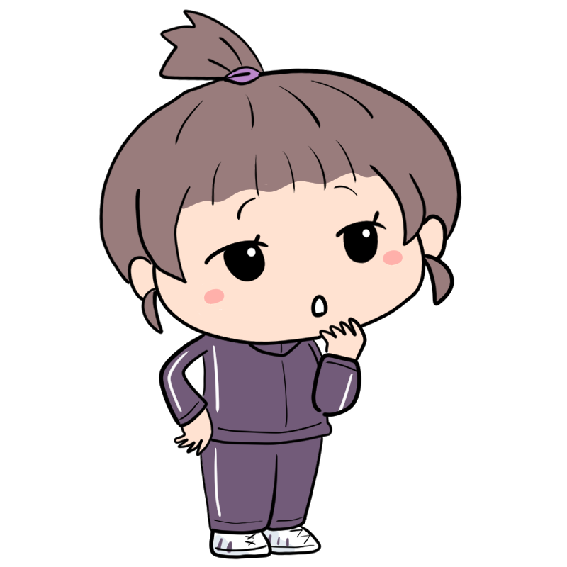 考えるジャージ女子のかわいいイラスト