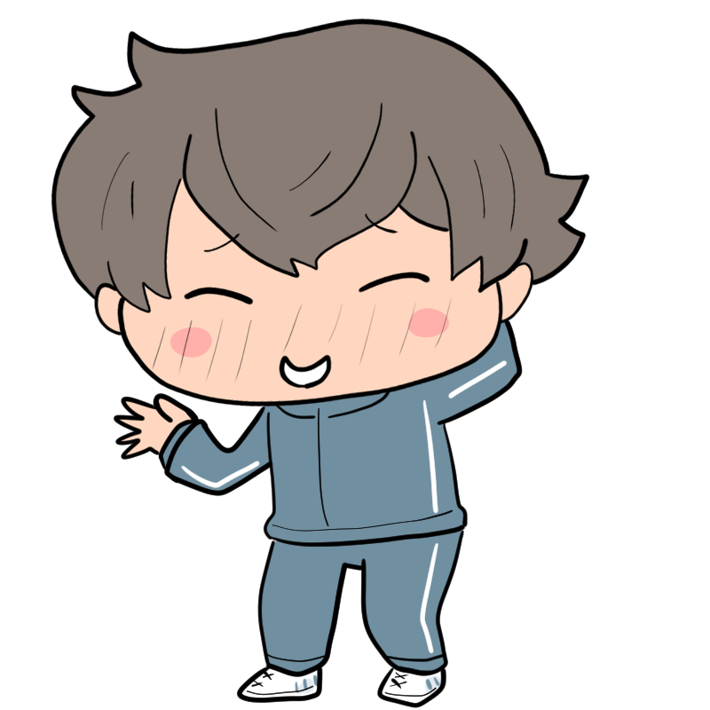 照れるジャージ男子のかわいいイラスト
