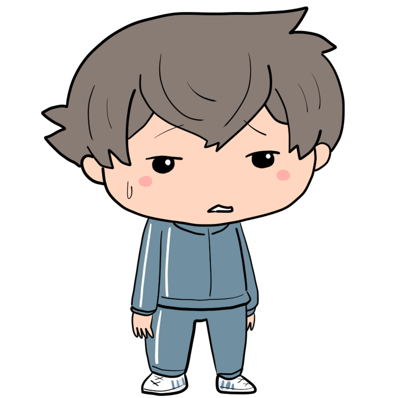 困るジャージ男子のかわいいイラスト