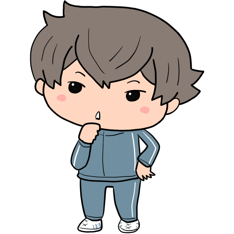 考えるジャージ男子のかわいいイラスト