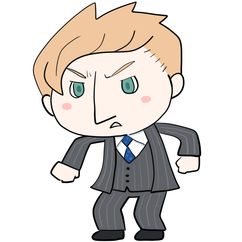 怒る白人サラリーマンのかわいいイラスト