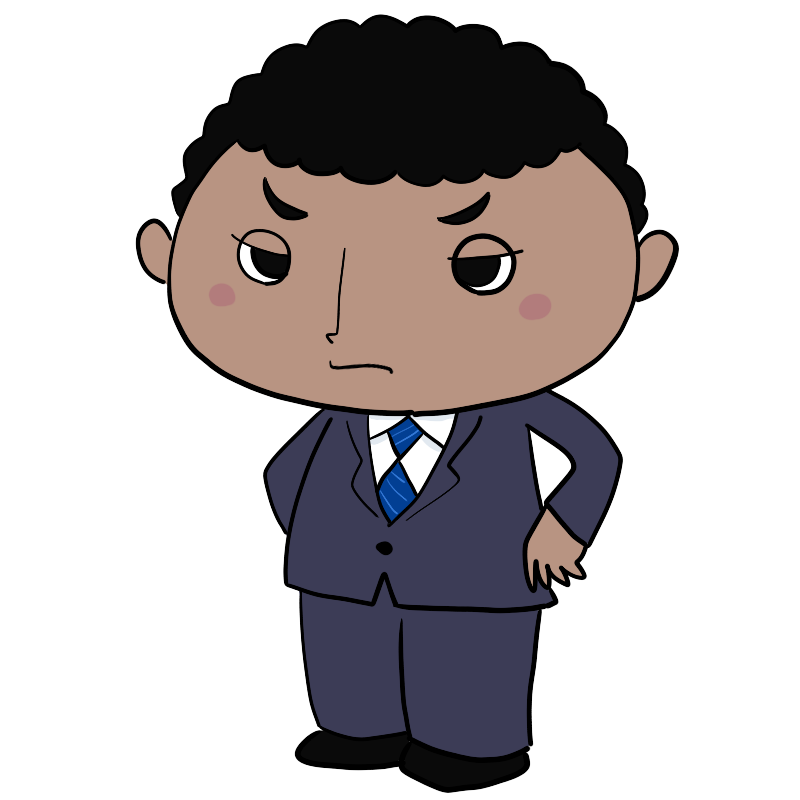 怒るスーツの黒人男性のかわいいイラスト