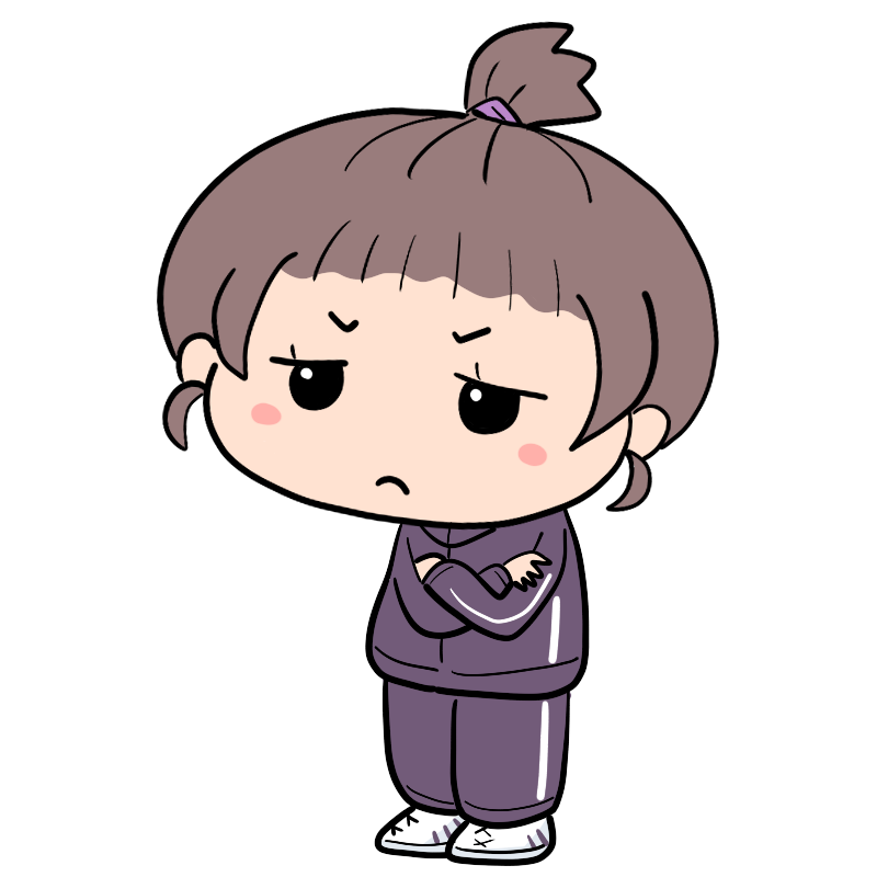 悩むジャージ女子のかわいいイラスト