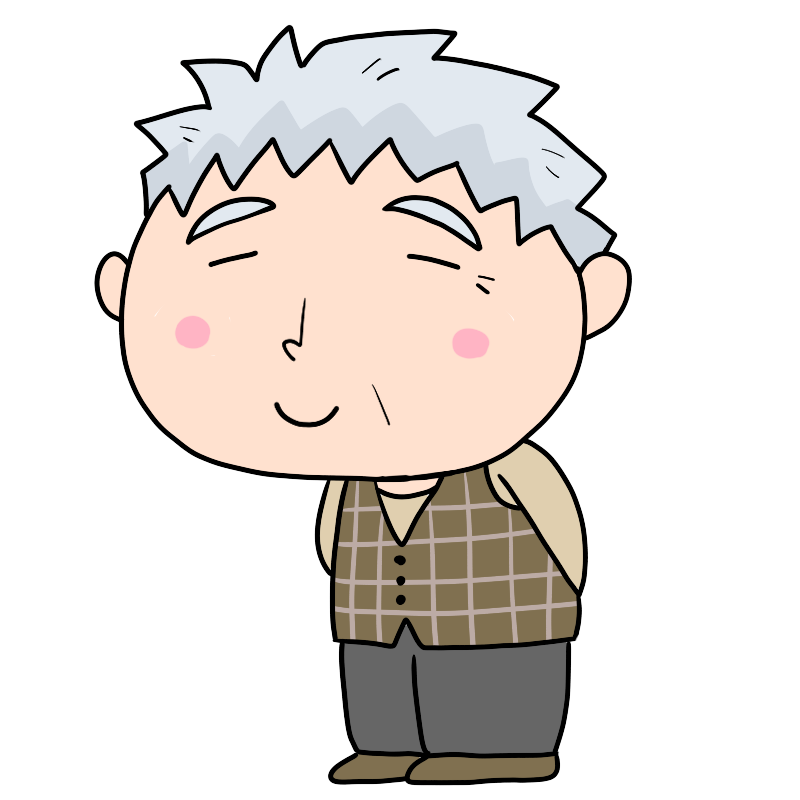 微笑む白髪の老人のかわいいイラスト