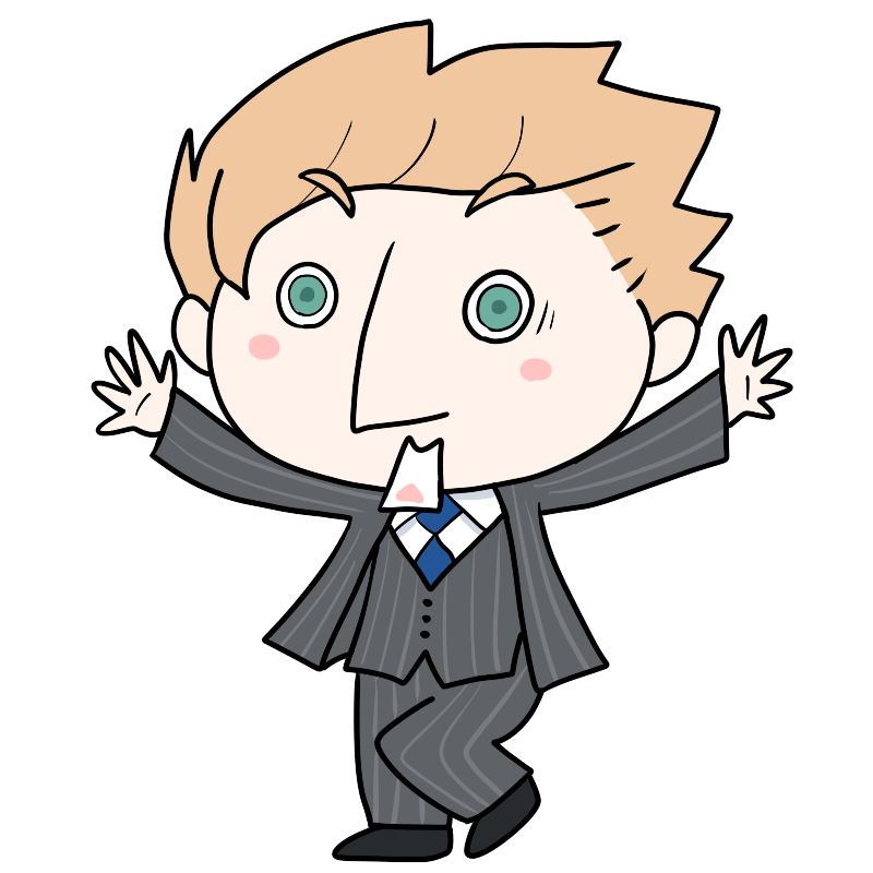 驚く白人サラリーマンのかわいいイラスト