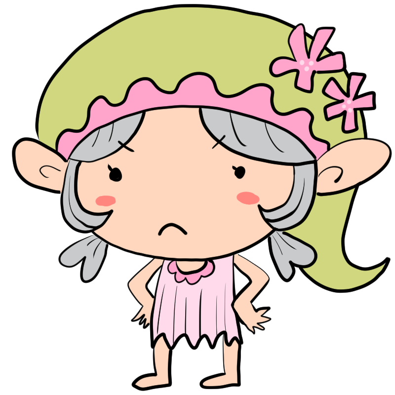 怒る妖精の女の子のかわいいイラスト