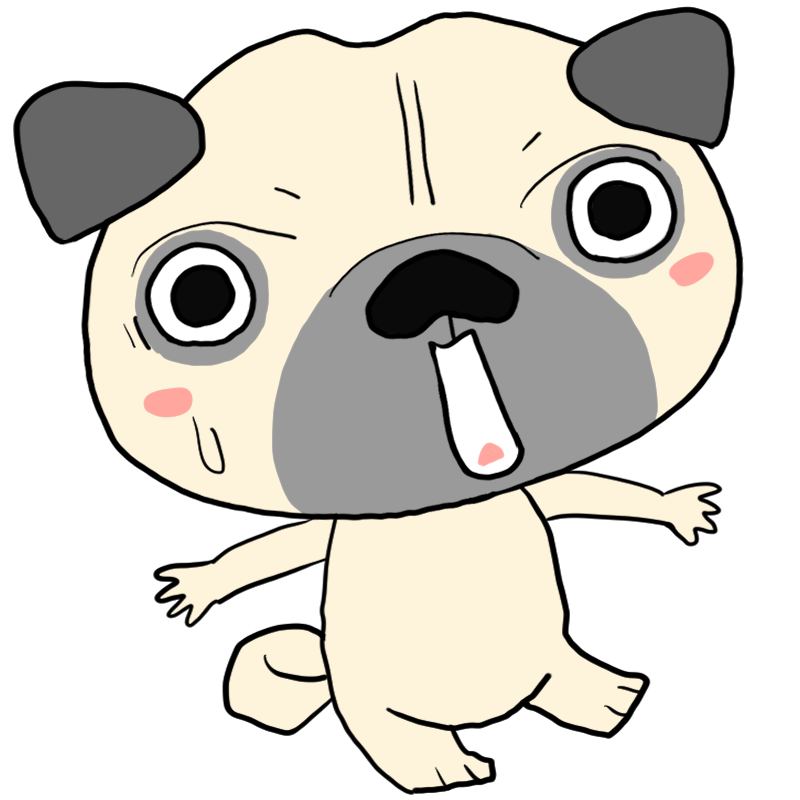 驚くパグのかわいいイラスト